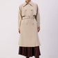 Trench cappotto doppiopetto con colletto dritto e cintura