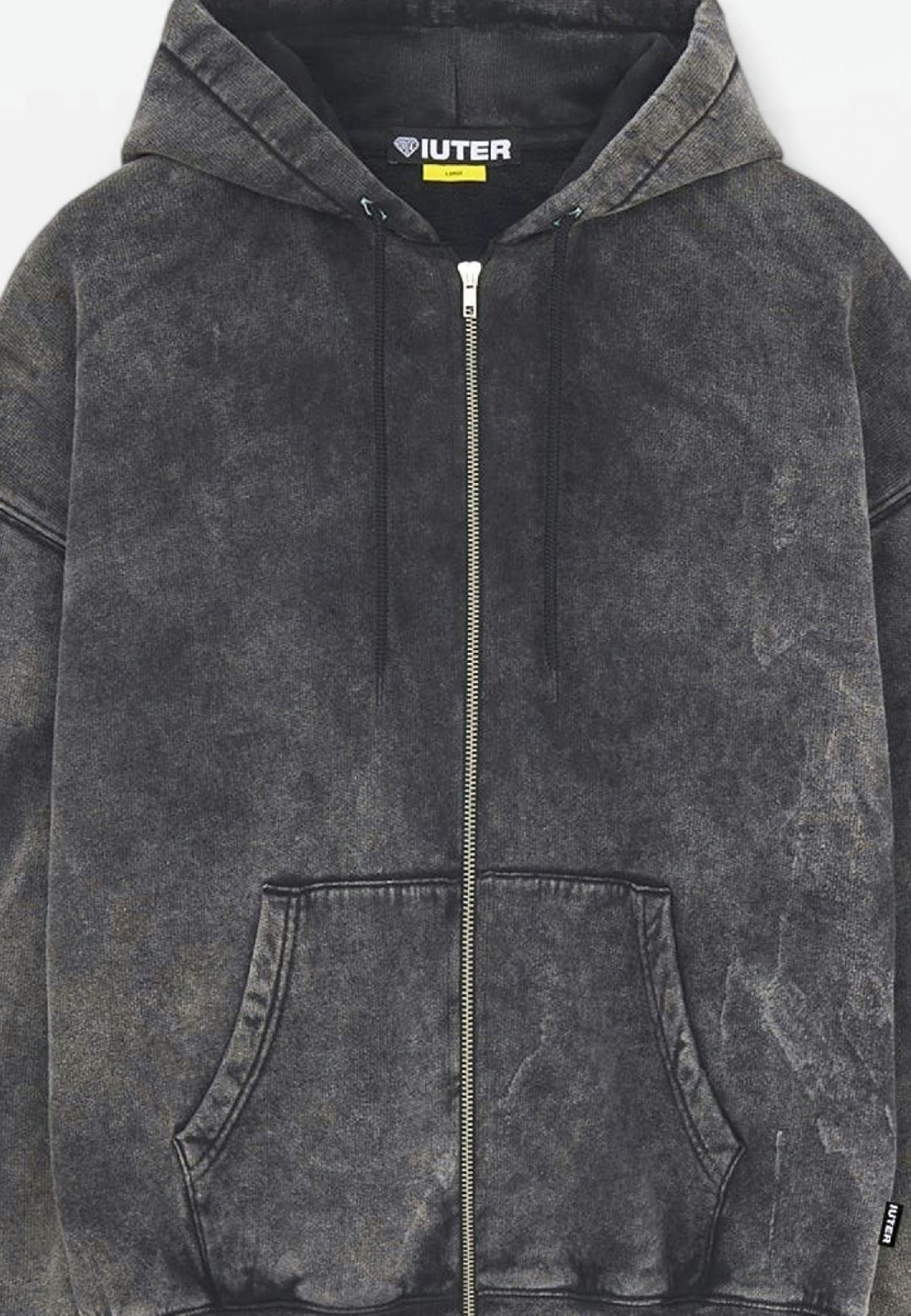 Felpa Zip Con Cappuccio Trible Marble Nera – dettaglio