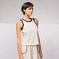 Top basic con bordi a contrasto