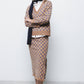 Gonna midi jacquard a motivo geometrico con vita elastica