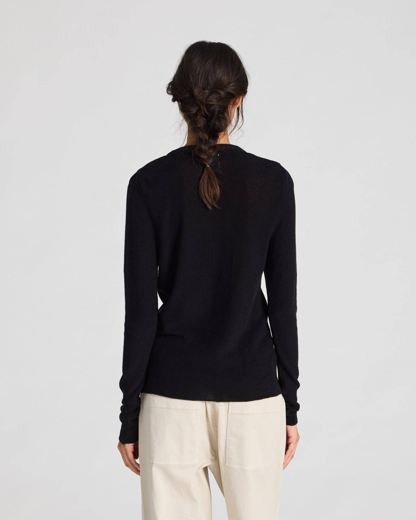 Top Freja a costine in cotone biologico GOTS nero