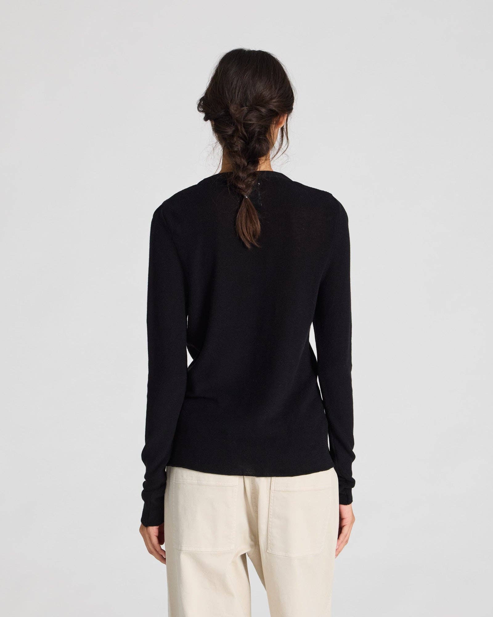Top Freja a costine in cotone biologico GOTS nero