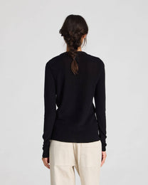Top Freja a costine in cotone biologico GOTS nero