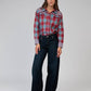 Camicia a quadri western rossa con ricami