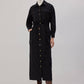 Abito chemisier cargo lungo nero in cotone