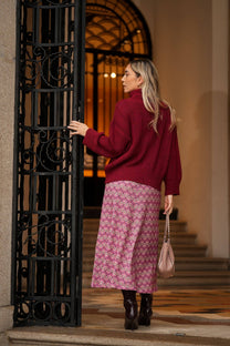Maglione dolcevita in maglia bordeaux