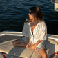 Camicia in lino a righe a maniche corte