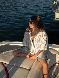 Camicia in lino a righe a maniche corte