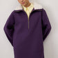 Felpa oversize viola con colletto in pelliccia sintetica