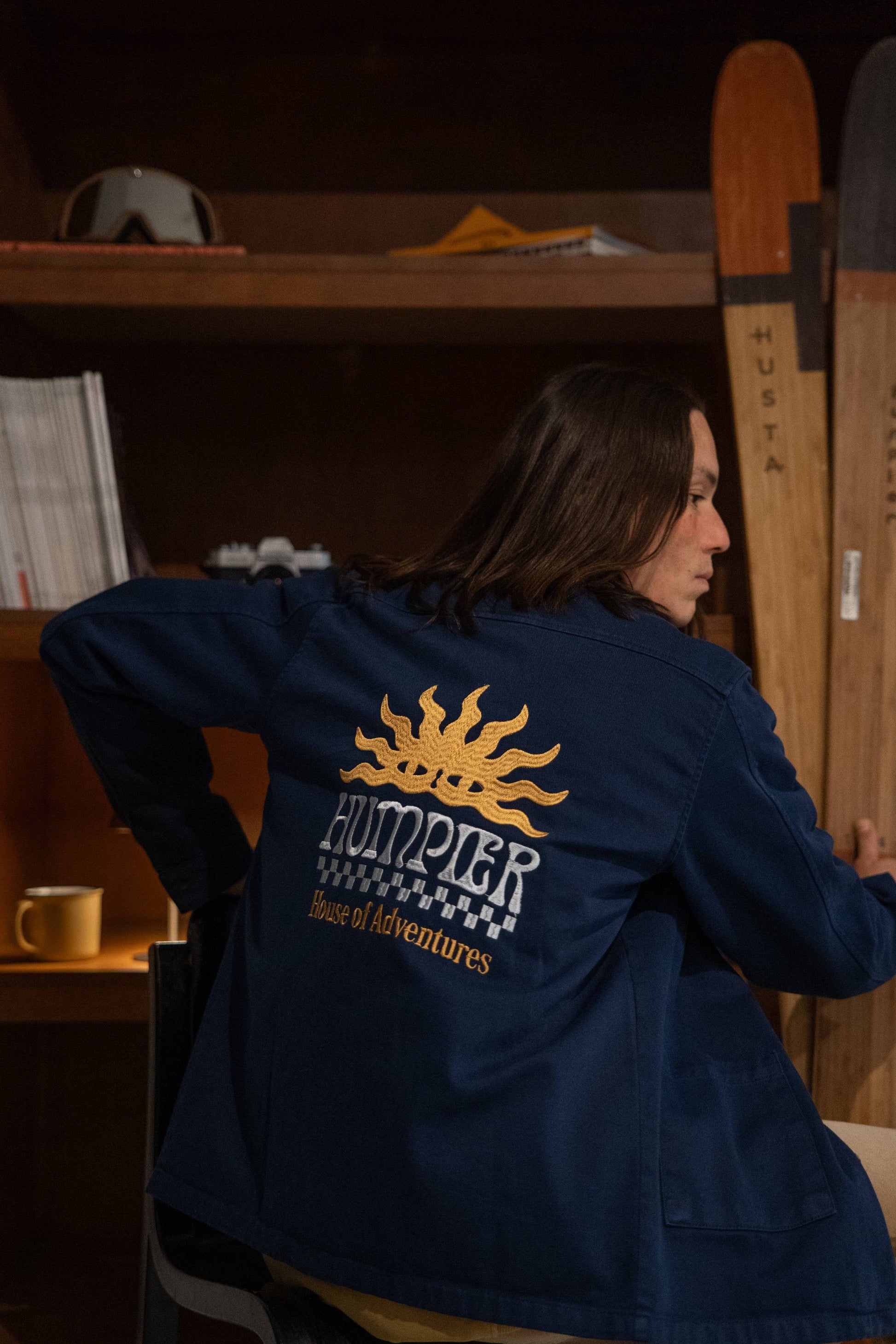 Giacca overshirt blu in cotone biologico