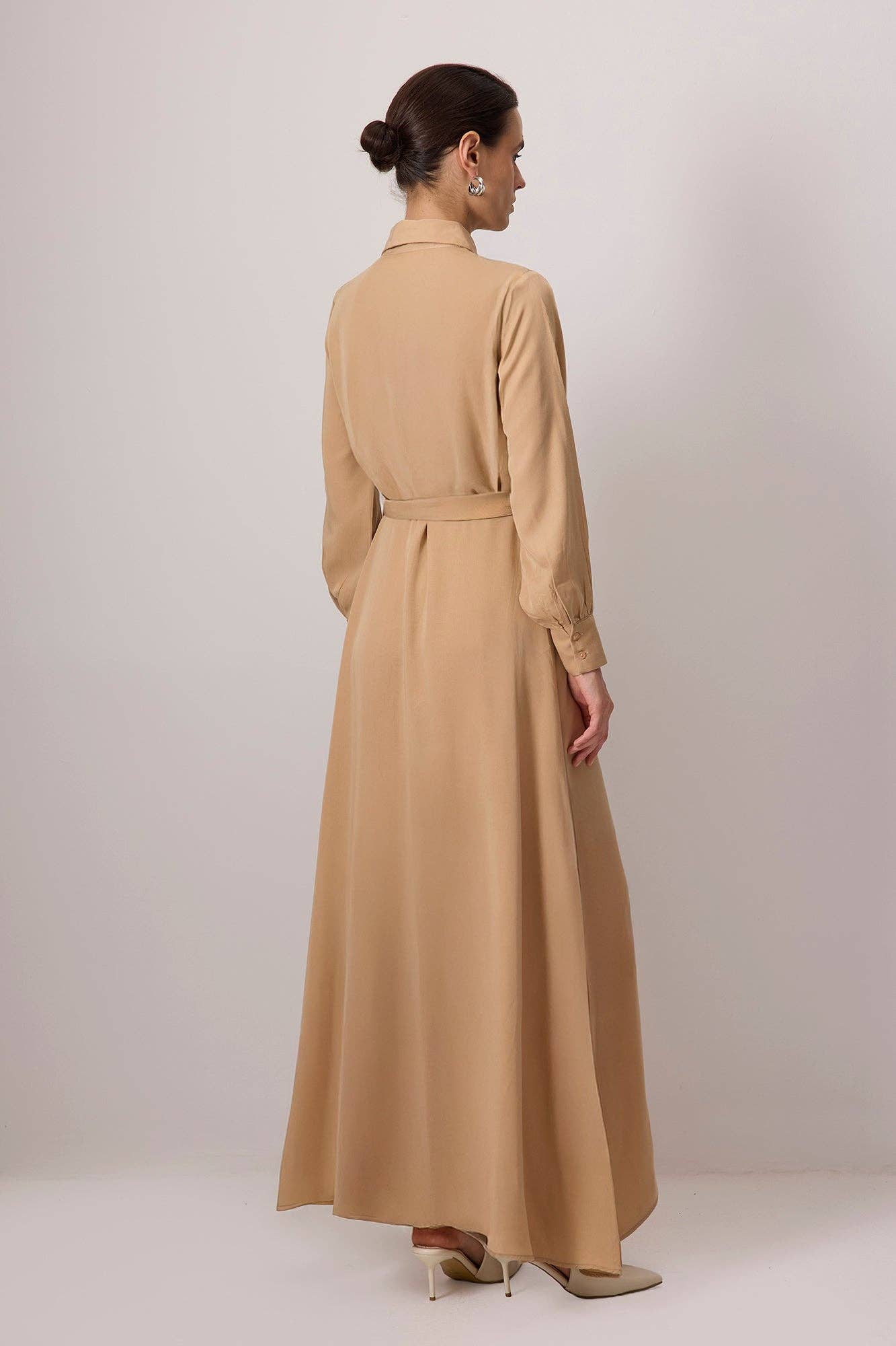 Abito chemisier lungo in Tencel con cintura