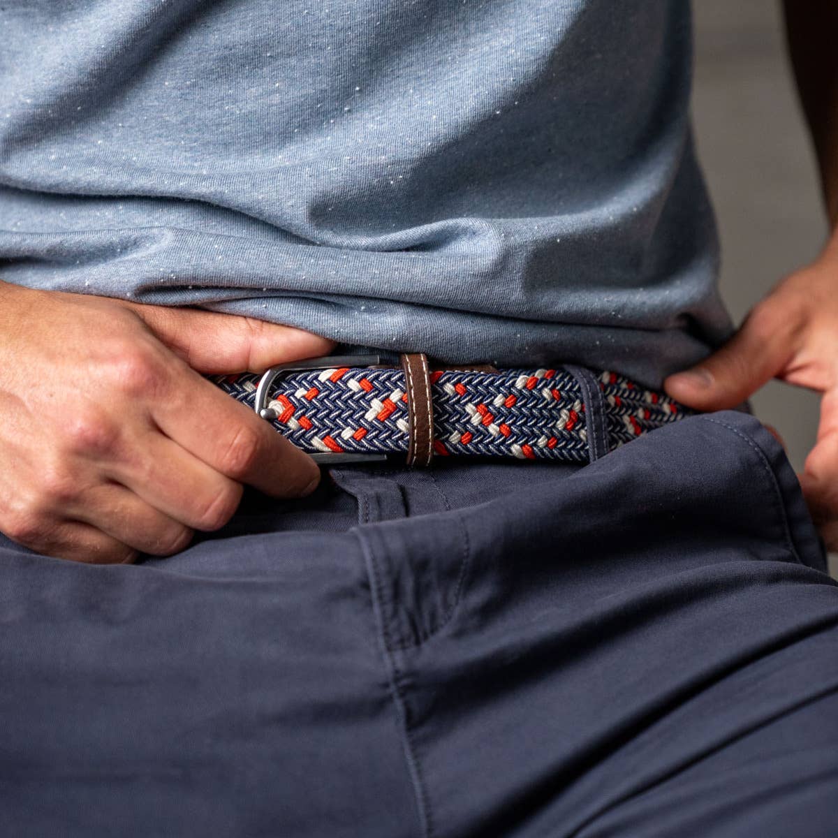 Cintura intrecciata elastica tricolore Frenchie