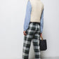 Pantaloni slim a quadri in cotone