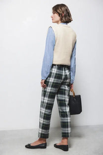 Pantaloni slim a quadri in cotone