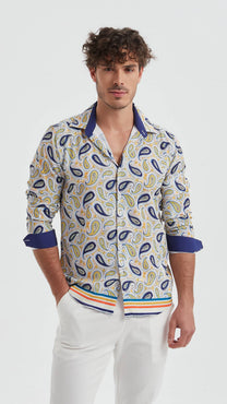 Camicia slim fit elasticizzata con stampa digitale