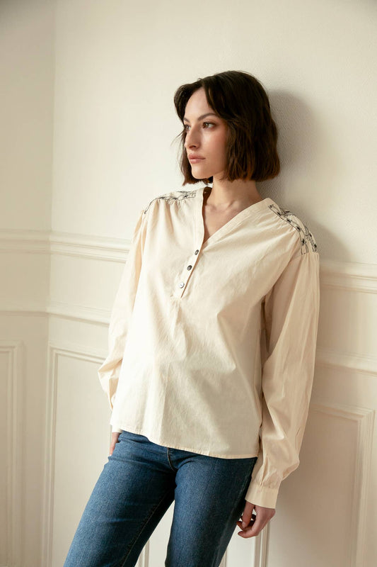 Blusa Trieste in cotone con ricami