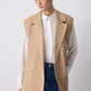 Gilet doppiopetto beige con cintura