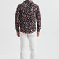 Camicia stretch aderente con stampa marina nera