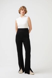 Pantaloni a vita alta in jersey con spacchi frontali