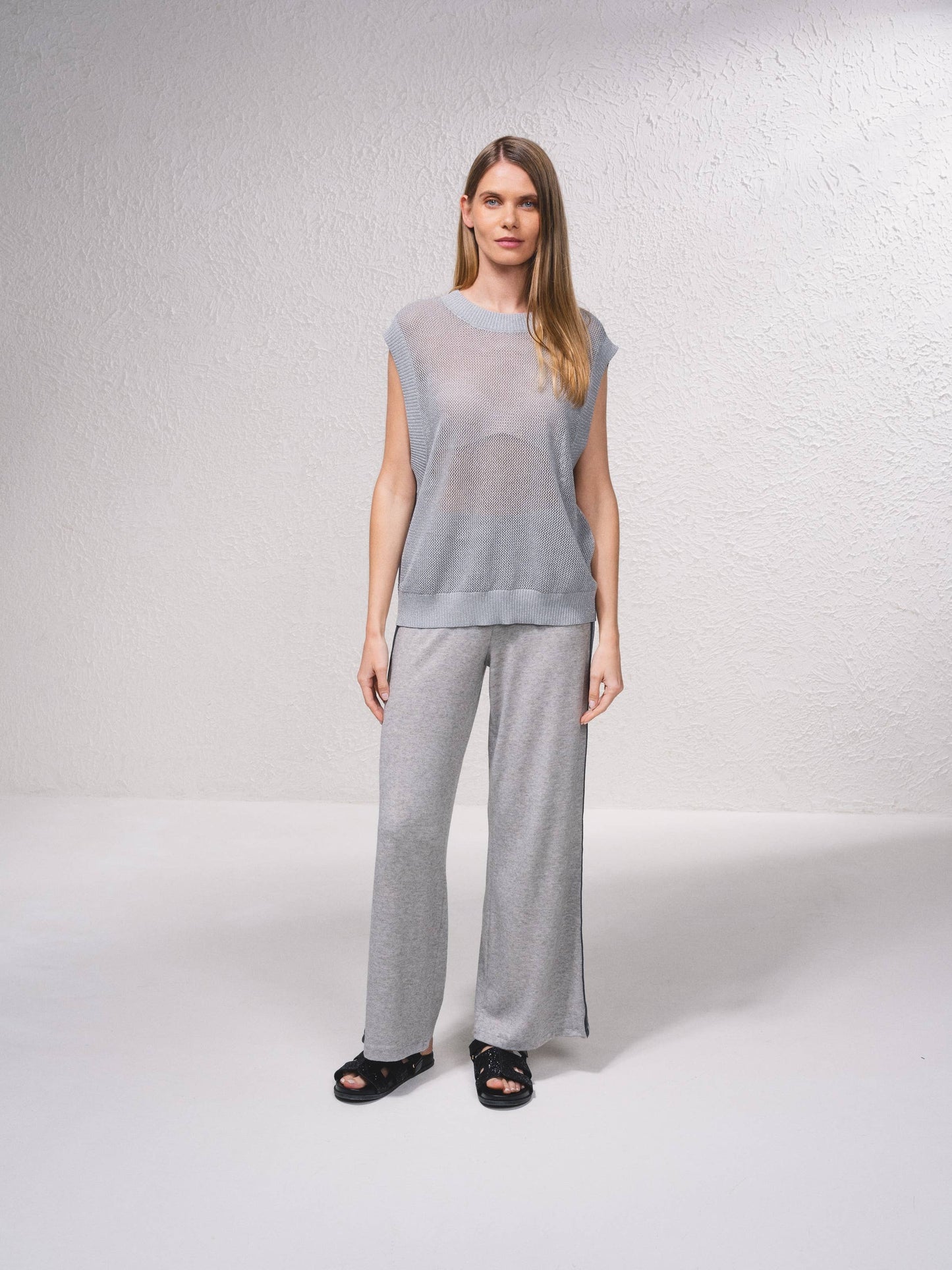 Maglione in maglia aperta laminata