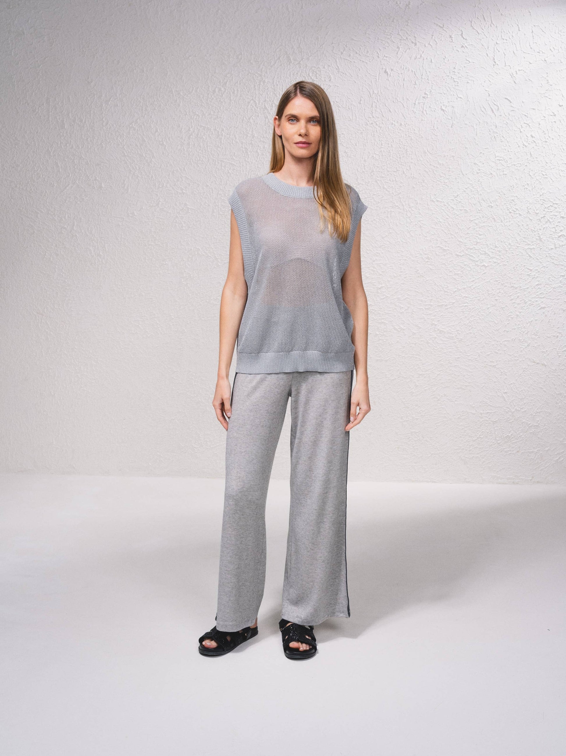 Maglione in maglia aperta laminata