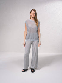 Maglione in maglia aperta laminata