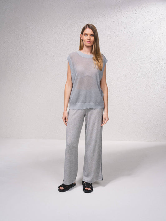 Maglione in maglia aperta laminata