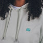 Felpa oversize donna in cotone biologico verde menta con cappuccio