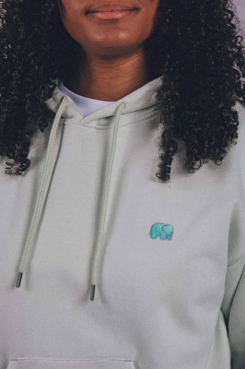 Felpa oversize donna in cotone biologico verde menta con cappuccio