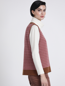 Gilet jacquard in lana con scollo a V