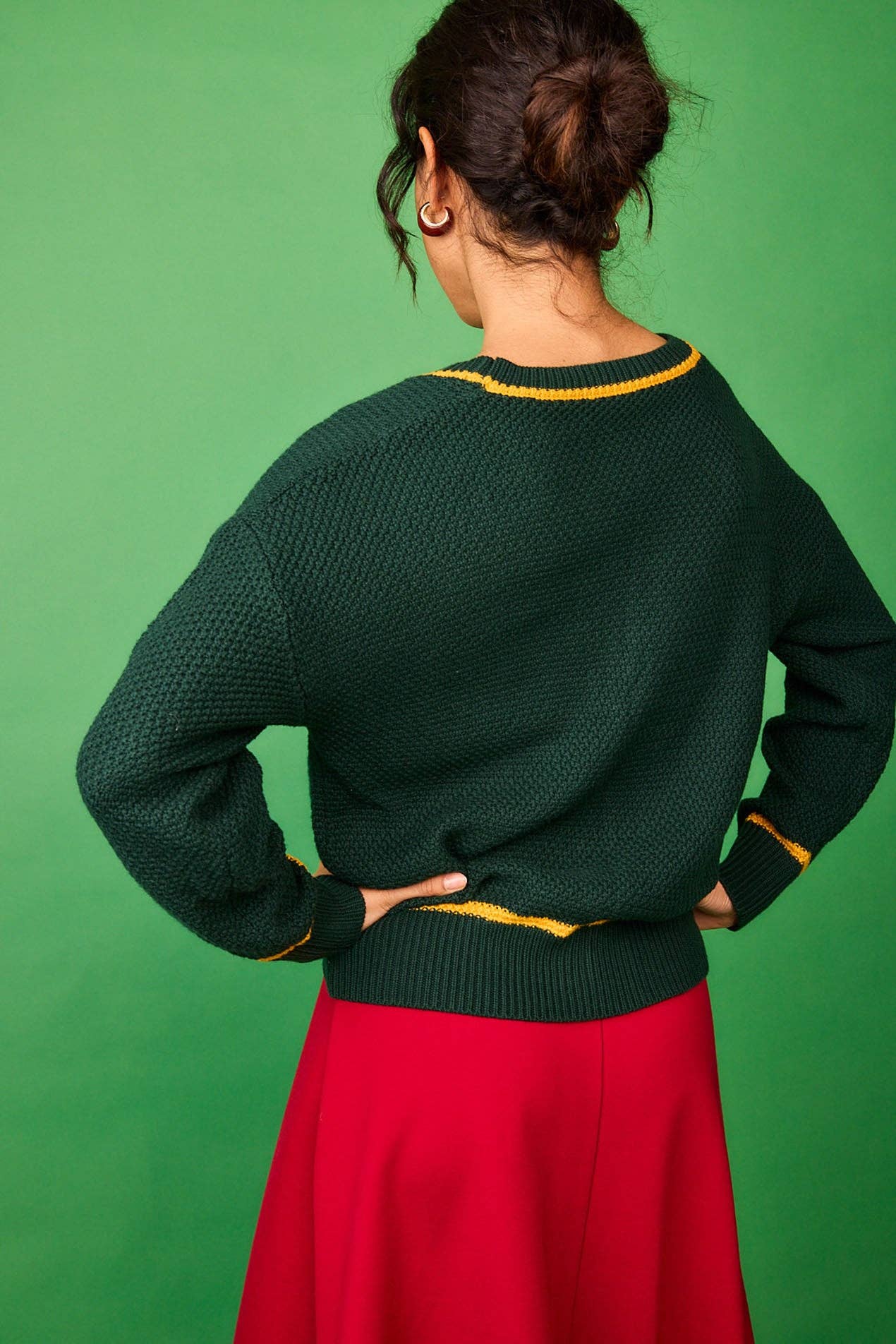 Cardigan ricamato floreale verde Senda