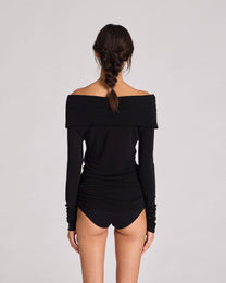 Top Asha nero in lana
