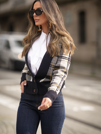 Cardigan in maglia a quadri con bottoni