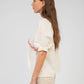 Camicia ecru SIAMANY in voile di cotone con ricamo