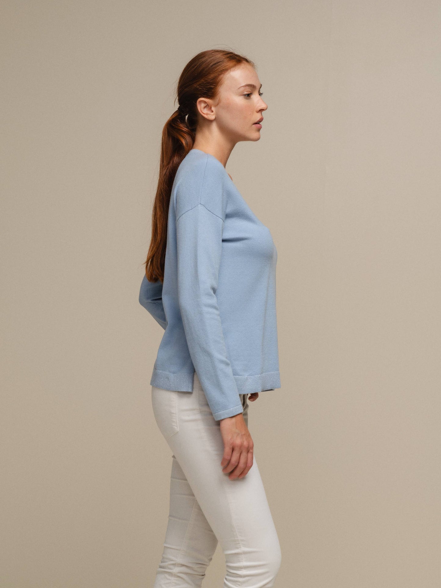 Maglione in maglia scollo a V con dettagli lurex