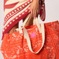 Shopper in cotone biologico con stampa bandana arancione