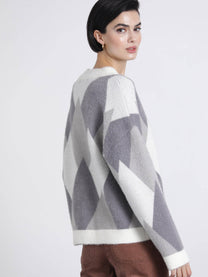 Maglione jacquard a rombi girocollo