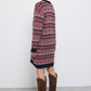 Abito in maglia jacquard con scollo a V