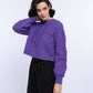 Maglione cropped in maglia a trecce da donna