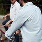 Camicia su misura easy in cotone a righe azzurre