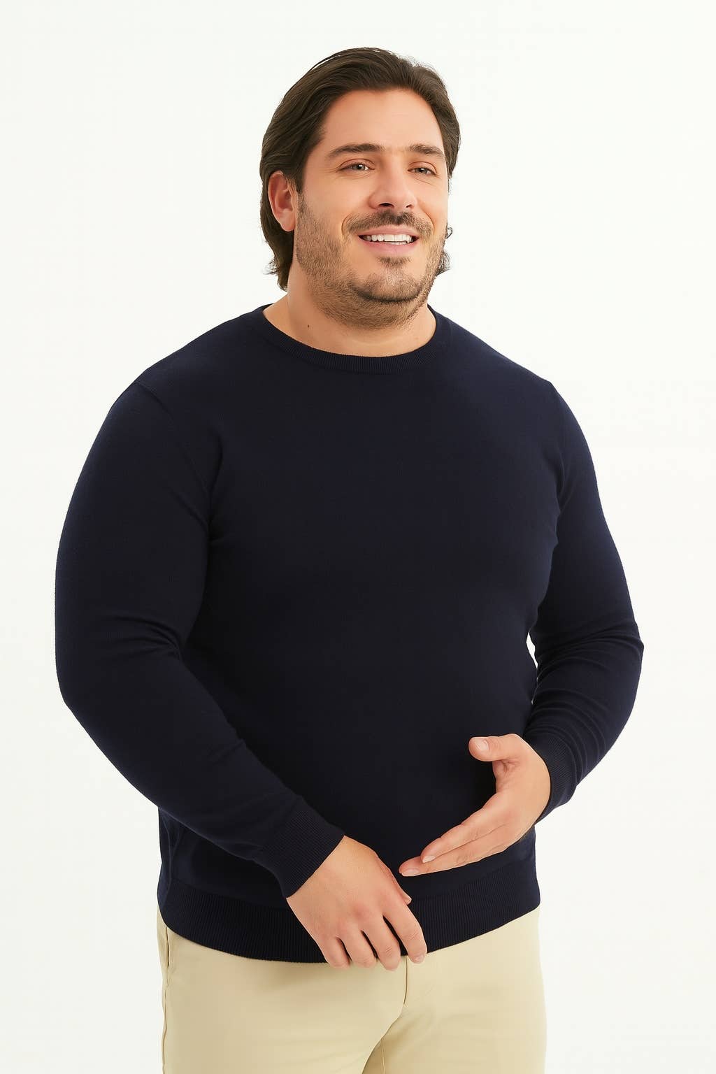 Maglione girocollo effetto cashmere Navy taglie forti