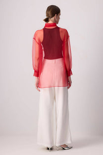 Camicia in organza rossa trasparente