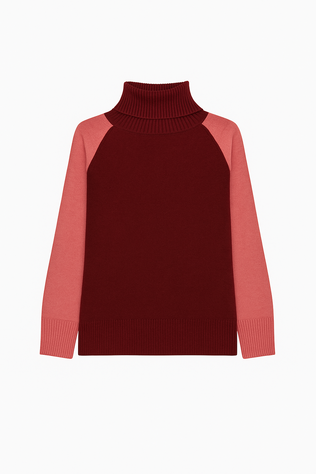 Maglia bicolore in lana e cashmere con collo alto