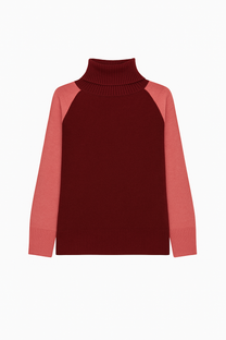 Maglia bicolore in lana e cashmere con collo alto