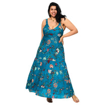 Vestito lungo estivo boho senza maniche in voile di cotone
