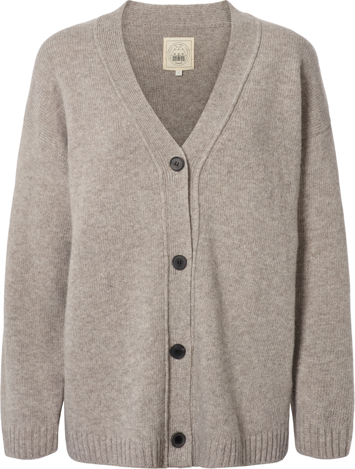Cardigan Edith in lana d’agnello grigio pietra