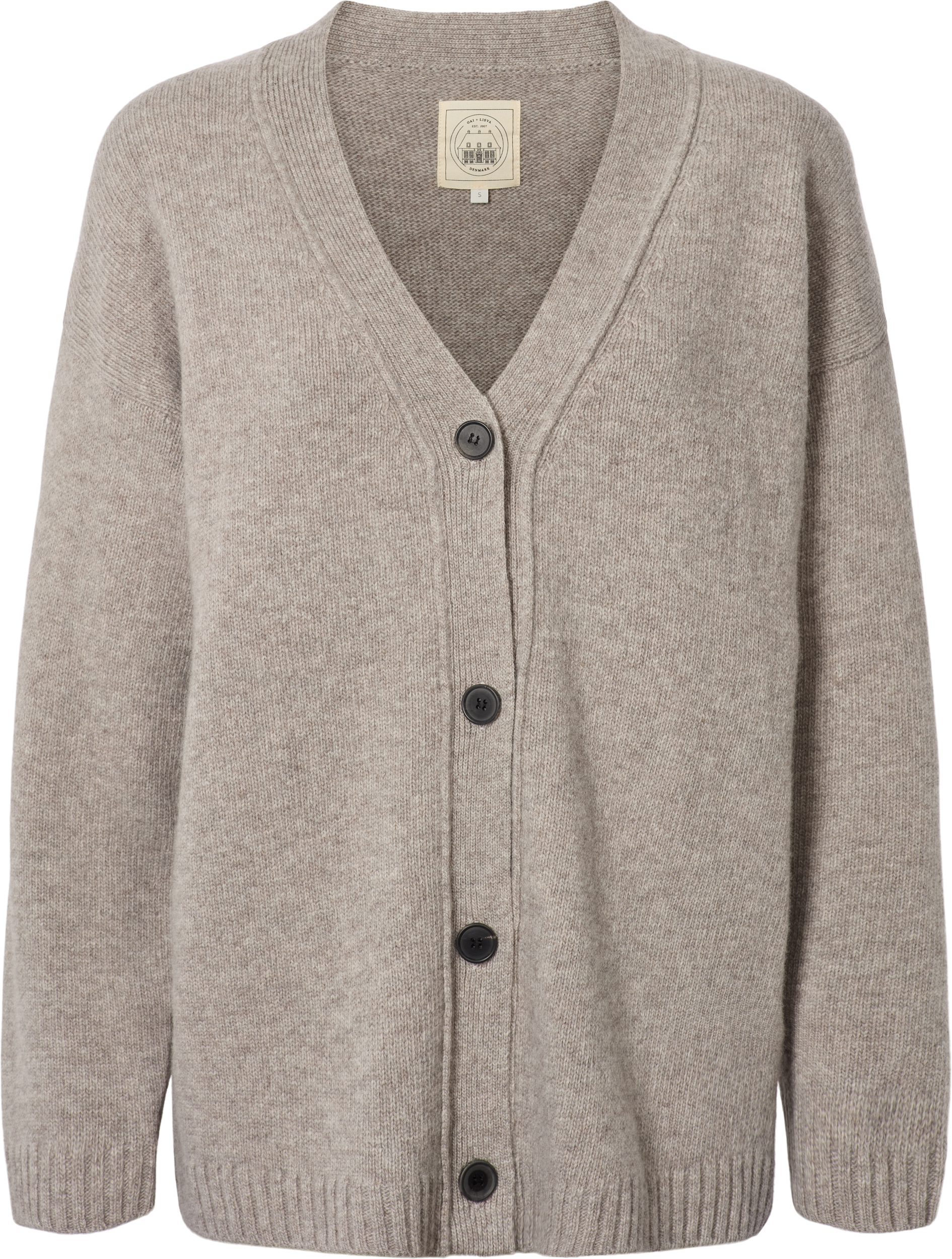 Cardigan Edith in lana d’agnello grigio pietra