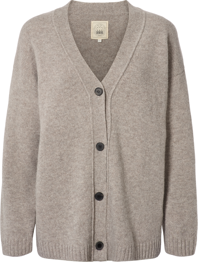 Cardigan Edith in lana d’agnello grigio pietra