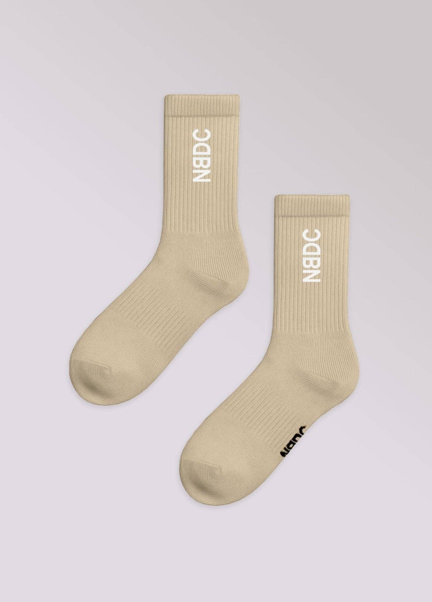 Calzini beige con logo a contrasto