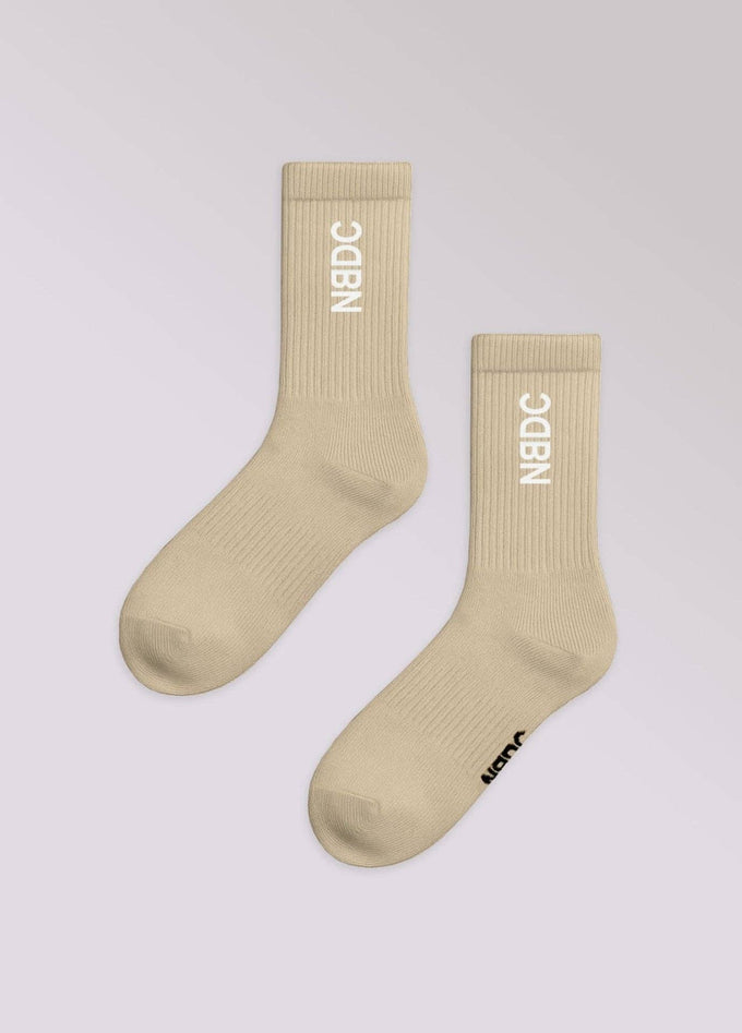 Calzini beige con logo a contrasto